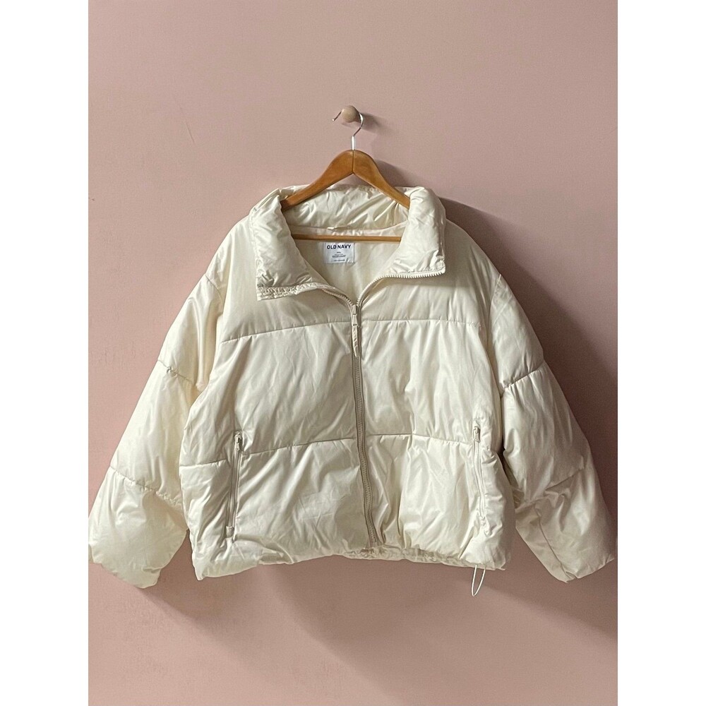Old Navy Cream Semi-Cropped Puffer Jacket Size XXL